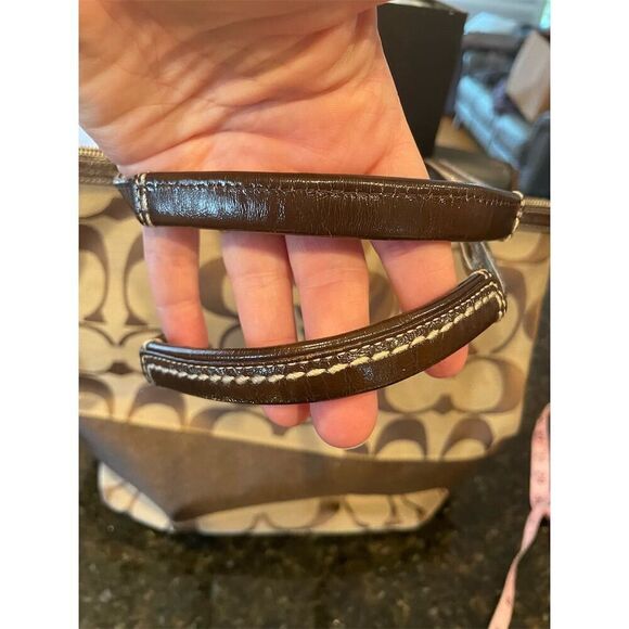 Coach Signature Brown Tote Bag Medium Women's Spacious Interior - Picture 8 of 16